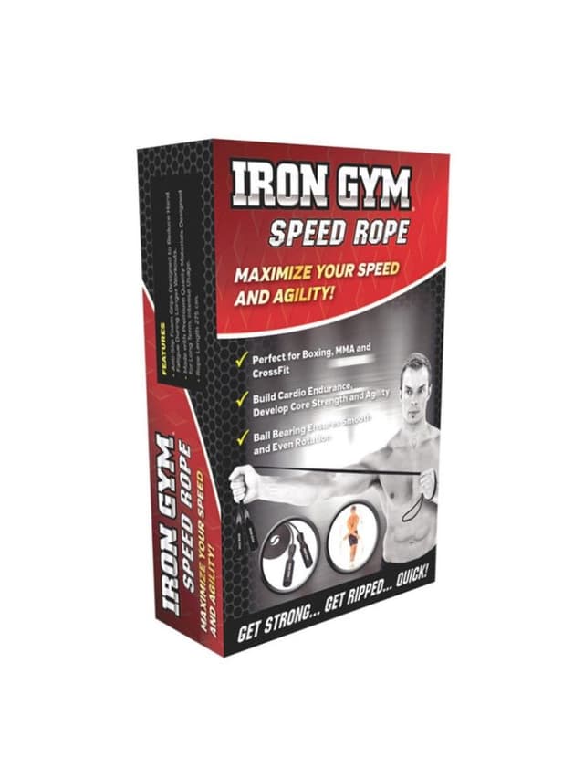 حبل قفز نايلون بطول 2.8 متر باللون الأسود من آيرون جيم Iron Gym Nylon Speed Rope Size 2.8 mColor Black
