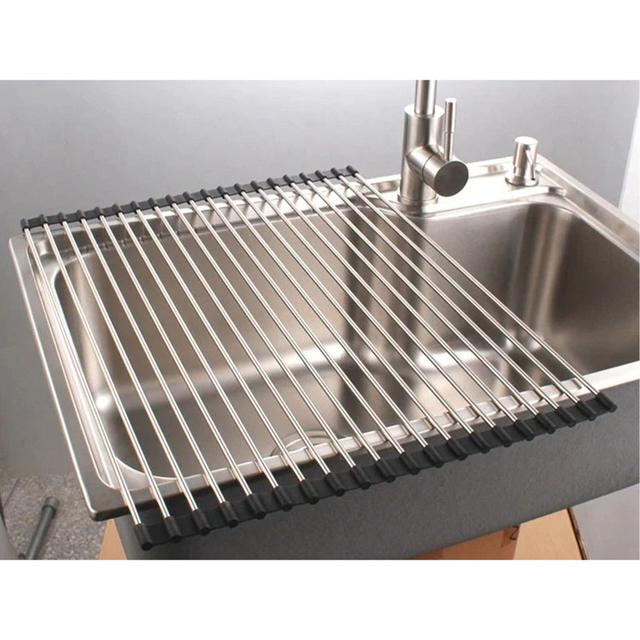 O Ozone Kitchen Sink Drainer Rack Foldable Over the Sink Vegetable Dish Drainer [ 18 Tubes Foldable Drying Rack ] - Large - SW1hZ2U6MTU5ODc2Ng==