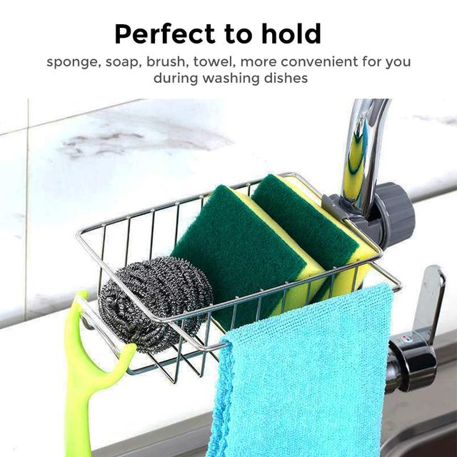 O Ozone Hanging Organizer for Sponge, Dish Brush, Cleaning Scrubber, Microfiber Towels and Dish Wand [ Sink Kitchen Organizer ] [ Drains water and Keeps Sink Organized] - Small - SW1hZ2U6MTU5ODgxMQ==