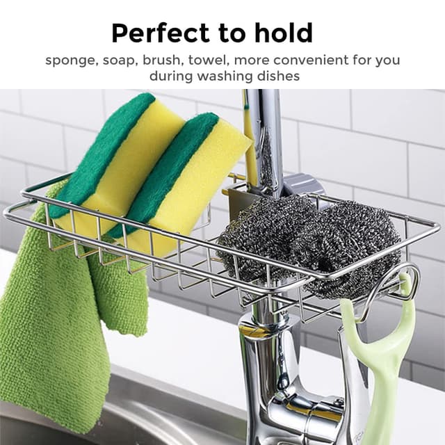 حامل أدوات التنظيف معدني يعلق بالصنبور من او اوزون قياس كبير O Ozone Hanging Organizer