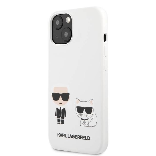 Karl Lagerfeld Liquid Silicone Case Karl And Choupette For iPhone 13 (6.1") - White - SW1hZ2U6MTYyNTMxNw==