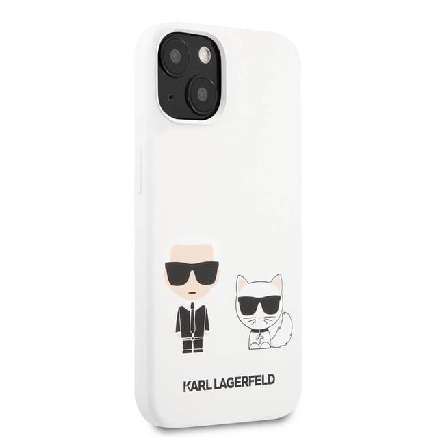 Karl Lagerfeld Liquid Silicone Case Karl And Choupette For iPhone 13 (6.1") - White - SW1hZ2U6MTYyNTMyMQ==