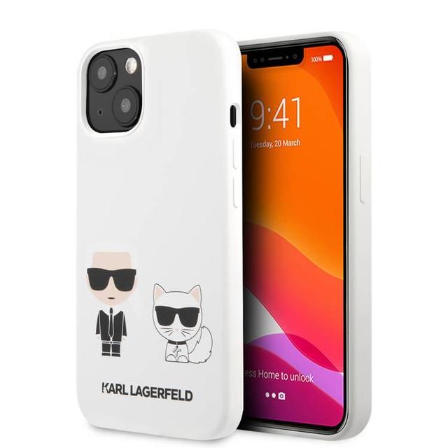 Karl Lagerfeld Liquid Silicone Case Karl And Choupette For iPhone 13 (6.1") - White - SW1hZ2U6MTYyNTMxNQ==