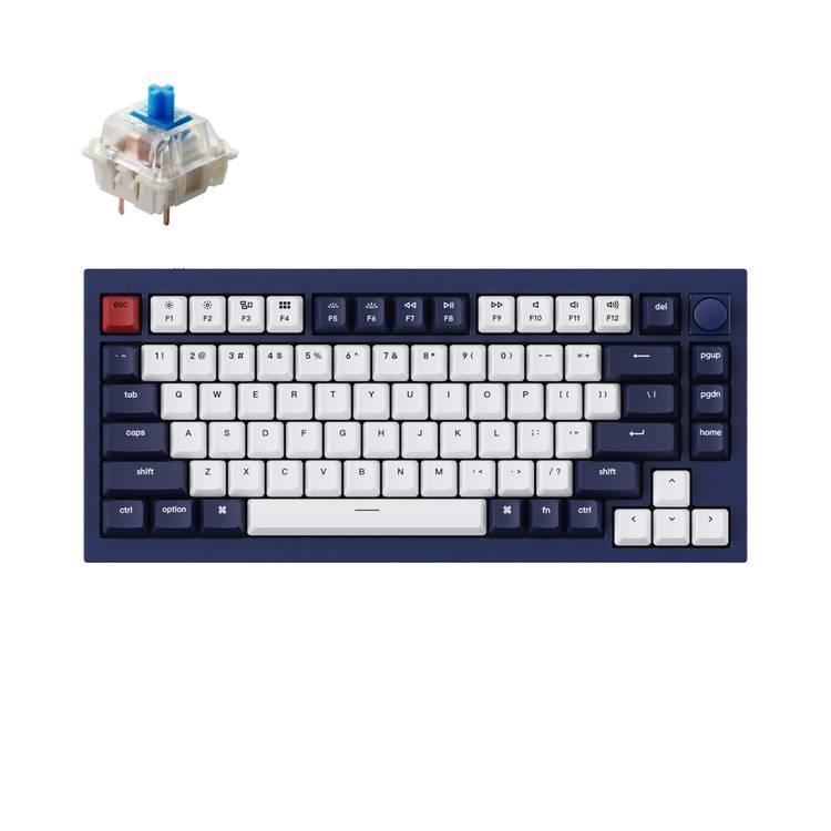 كيبورد قيمنق ميكانيكي سويتش ازرق مع نوب و RGB من كيكرون Keychron Q1 QMK Gateron Phantom Mechanical Keyboard with Knob RGB Blue Switch and Custom H