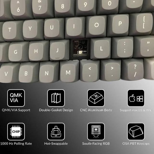 Keychron Q3 QMK Custom Hot-Swappable Gateron G-Pro Keyboard With RGB, Knob And Blue Switch - - SW1hZ2U6MTYyMzAyMg==
