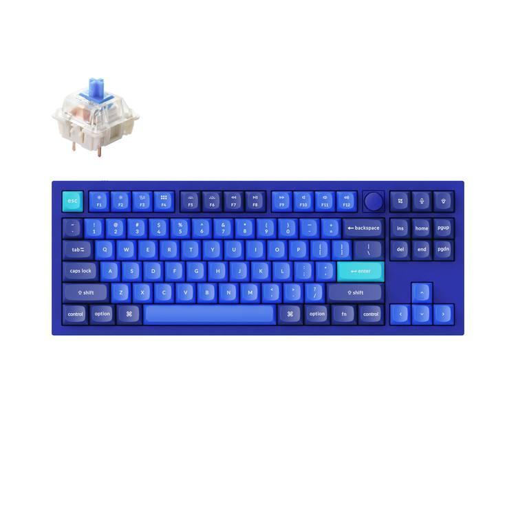كيبورد قيمنق لون ازرق بكبسة زرقاء و نوب RGB Keychron Q3 QMK Custom Hot Swappable Gateron G Pro Keyboard With RGB Knob And Blue Switch