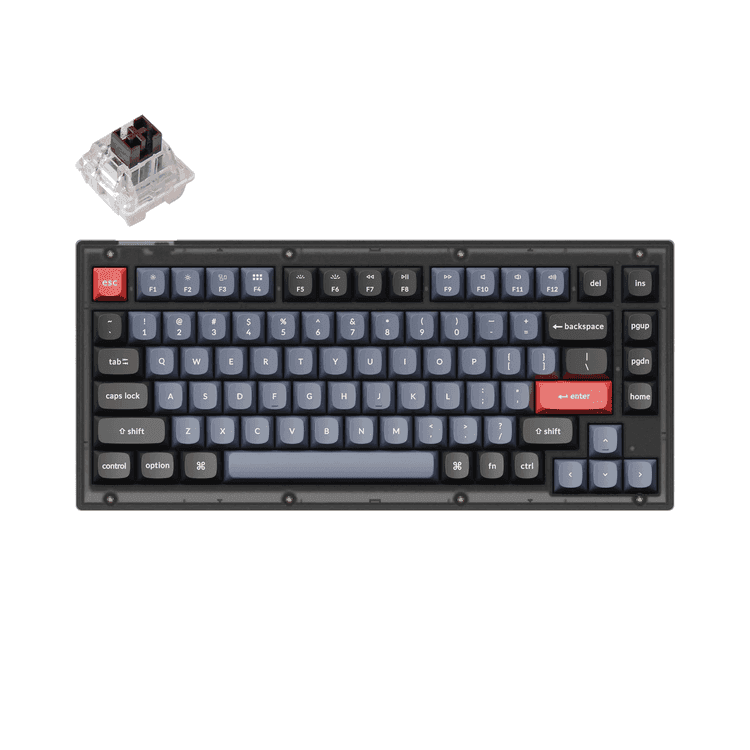 لوحة مفاتيح قيمنق الوان RGB ونوب و سويتش بني اللون من كيكرون Keychron V1 QMK Custom Hot-Swappable Mechanical Keyboard With 75% Layout RGB Knob & Brown