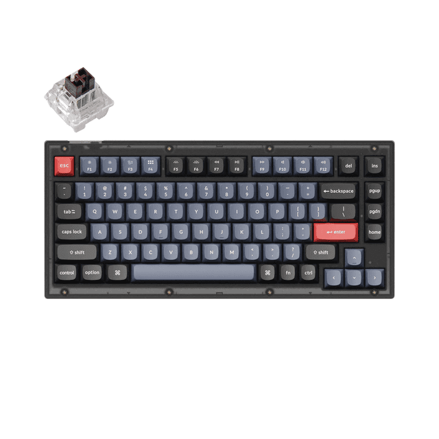 Keychron V1 QMK Custom Hot-Swappable Mechanical Keyboard With 75% Layout, RGB, Knob & Brown - SW1hZ2U6MTYyMjgwNA==