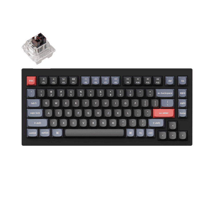 كيبورد العاب ميكانيكي الوان RGB ونوب و سويتش بني اللون من كيكرون Keychron V1 QMK Custom Hot Swappable Mechanical Keyboard With 75% Layout RGB Knob & Brown