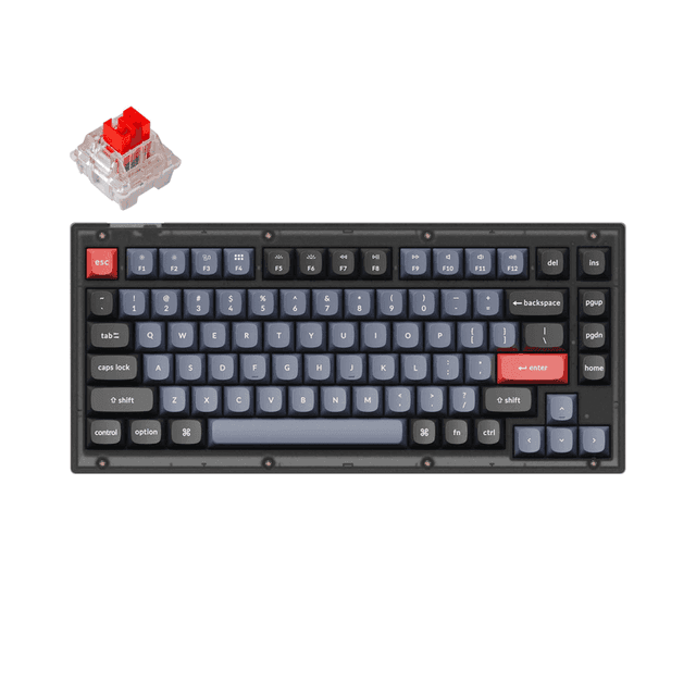 Keychron V1 QMK Custom Hot-Swappable Mechanical Keyboard With 75% Layout, RGB, Knob & Red Sw - SW1hZ2U6MTYyMjc5NQ==