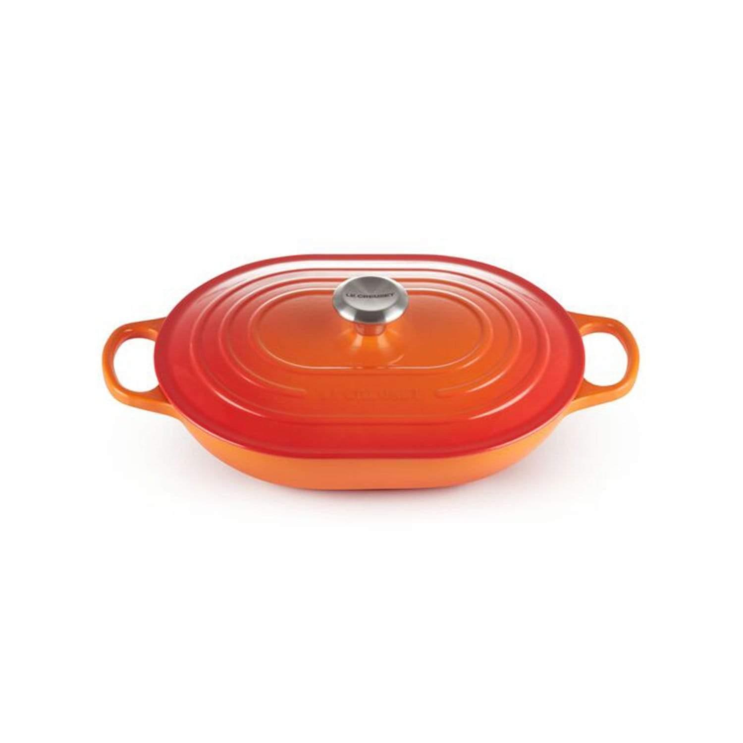 قدر مسطح 6.3 لتر لوكروسيه أحمر ناري  LE CREUSET OBLONG CASSEROLE