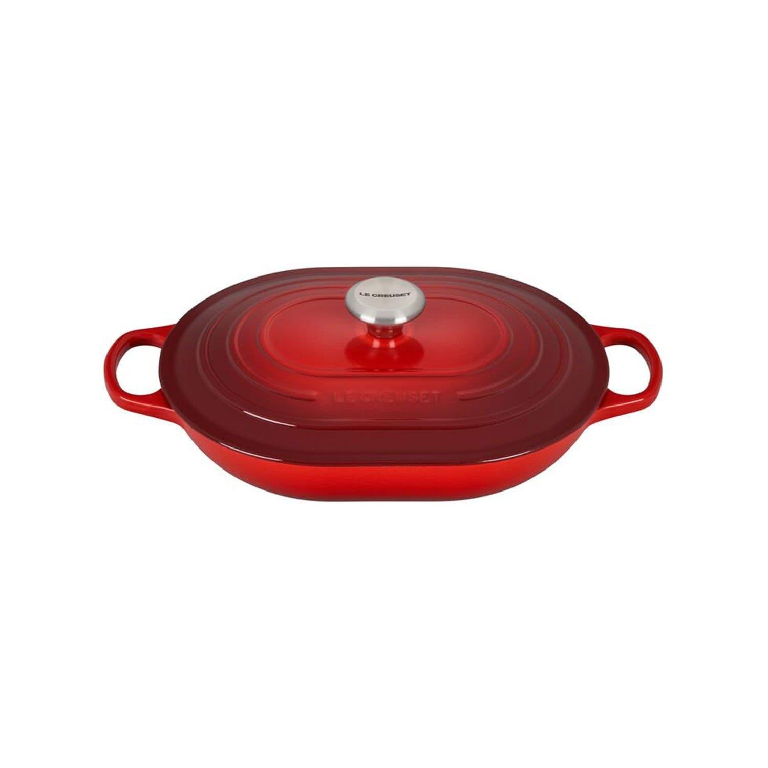 قدر مسطح 6.3 لتر لوكروسيه أحمر كرزي LE CREUSET OVAL CASSEROLE