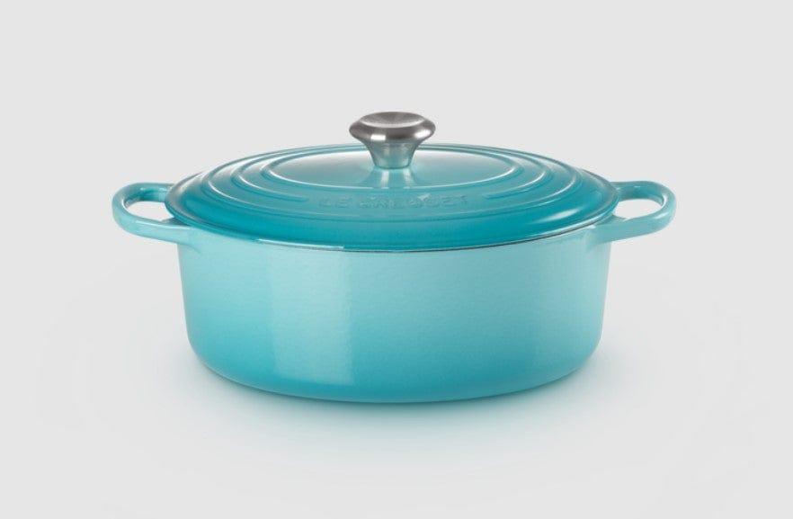 قدر حديد الزهر 6.3 لتر لوكروسيه أزرق نهري LE CREUSET OVAL FRENCH OVEN