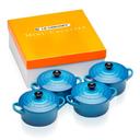 LE CREUSET SET OF 4 MINI ROUND COCOTTE MARSEILLE BLUE - 79212102000100 - SW1hZ2U6MTU2OTE3MQ==