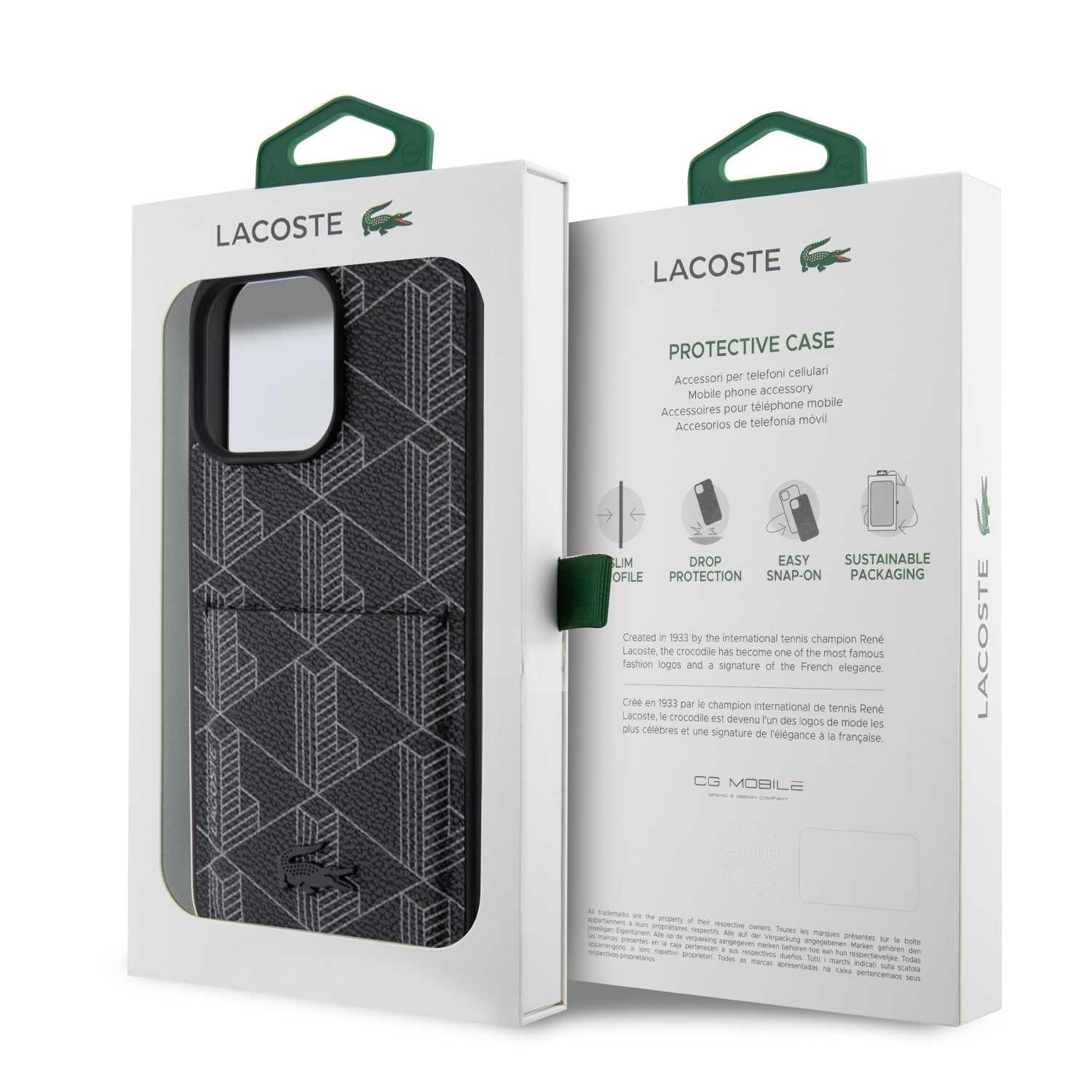Lacoste HC PU with Card Slot The Blend Monogram for iPhone 15 Pro Max -Black