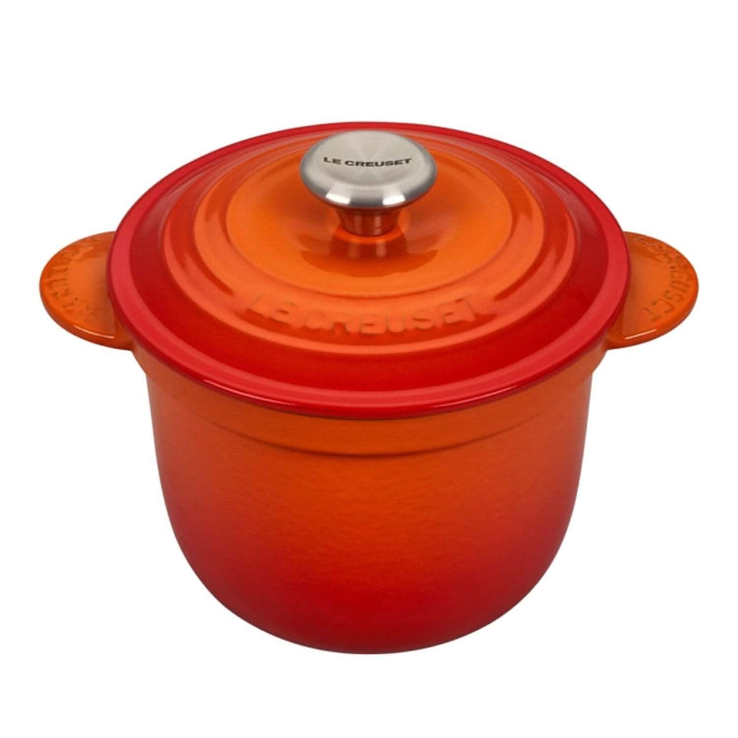 قدر رز بخاري 2 لتر مع غطاء بخار داخلي لوكروسيه أحمر ناري Le Creuset Cast Iron Rice Pot with Stoneware Inner Lid