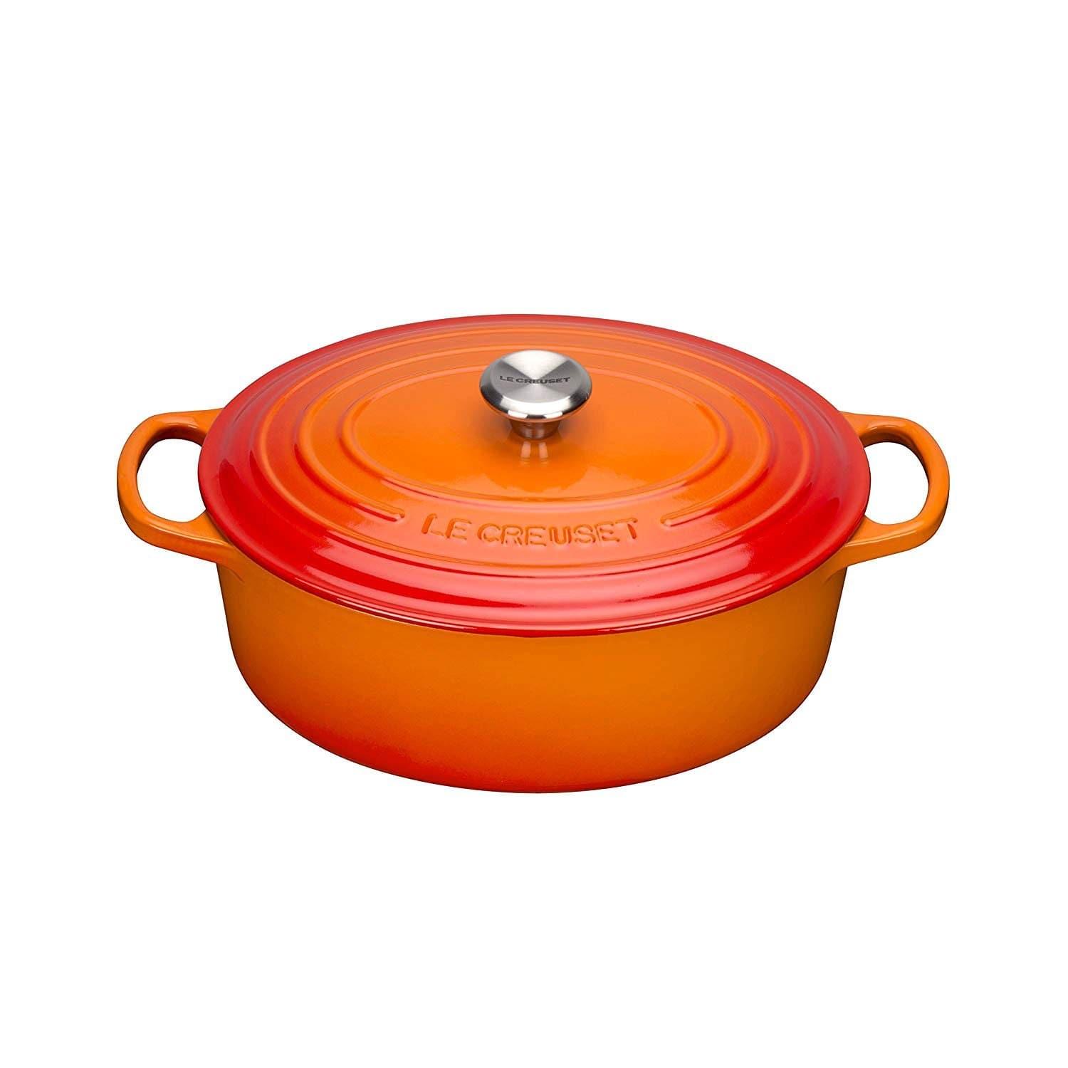 قدر حديد الزهر 4.7 لتر لوكروسيه أحمر ناري Le Creuset Signature Oval Casserole