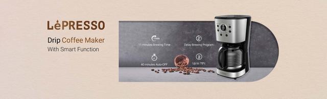 LePresso Drip Coffee Maker with Smart Functions 1.5L 900W (LPCMDGBK) - Black - SW1hZ2U6MTQ4NjU0NQ==