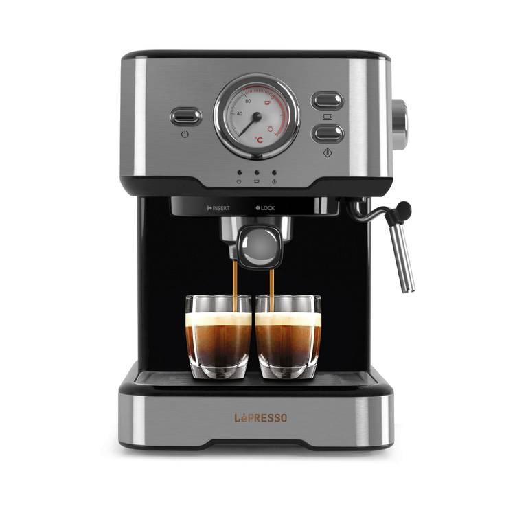 ماكينة قهوة اسبريسو كبسولات مزدوجة مع رغوة حليب 1100 واط سعة 1.5 لتر ليبريسو LePresso Dual Cup Barista Espresso Machine