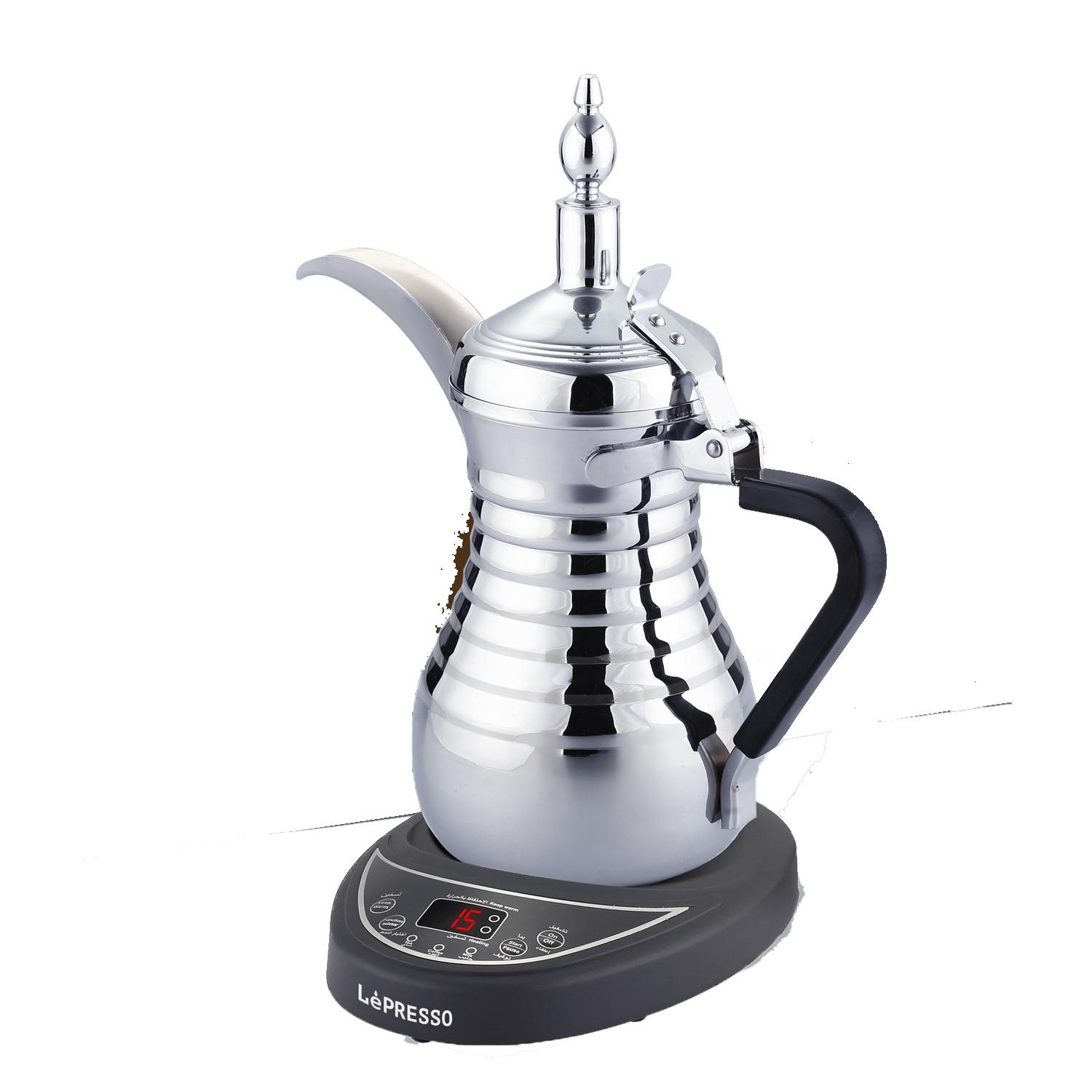 دلة قهوة عربية كهربائية 800 واط 750 مل فضي ليبريسو LePresso Electrical Arabic Coffee Maker