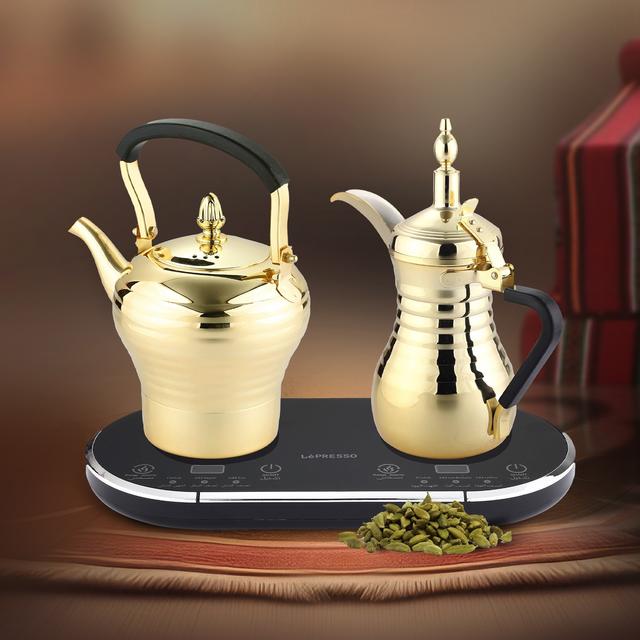 طقم دلة وبراد كهربائية 1600 واط ذهبي ليبريسو LePresso Electrical Arabic Coffee and Tea Maker - SW1hZ2U6MTc1OTAwNQ==