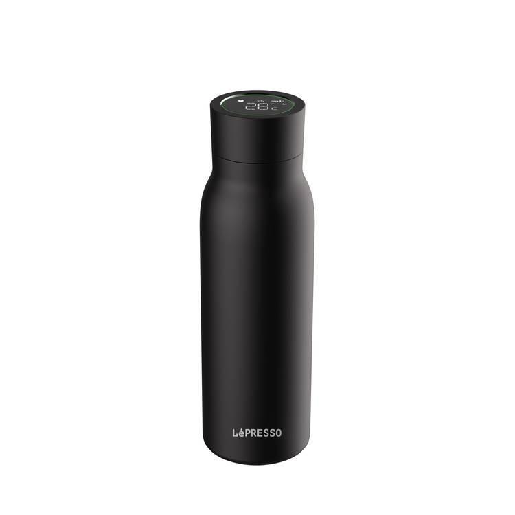 حافظة حرارة مع مقياس حرارة رقمي 600 مل 200 مللي امبير أسود ليبريسو LePresso Smart Hydration Vacuum Bottle Stainless Steel