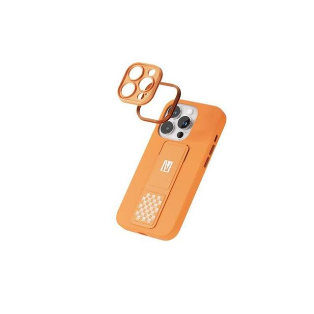 Levelo Morphix Silicone Case with Leather Grip Stand for iPhone 14 Pro - Orange - SW1hZ2U6MTYxOTczNg==