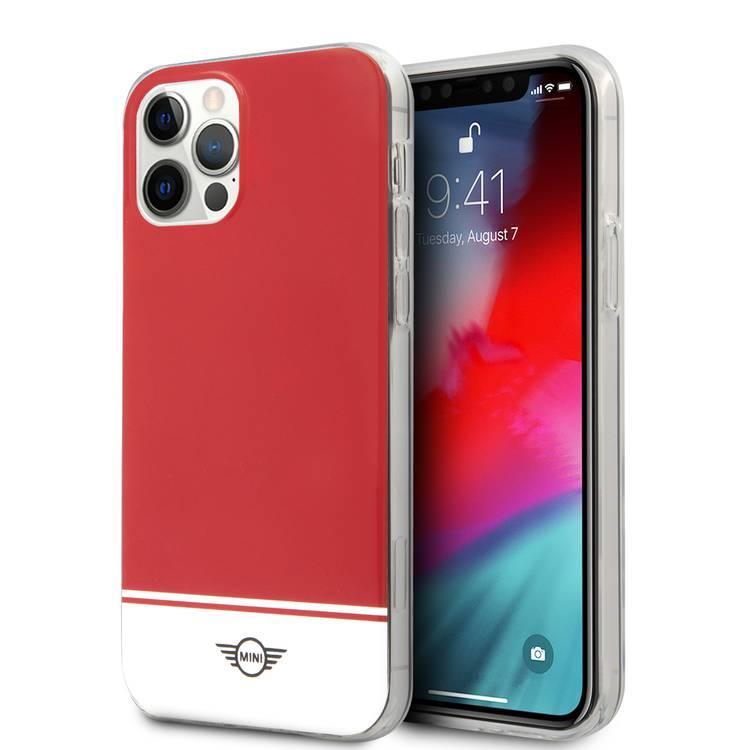 جراب ايفون12برو ماكس (6.7 بوصة) احمر من ميني كوبر 12Mini Cooper PC/TPU Bottom Stripe Hard Case for iPhone 12 Pro Max (