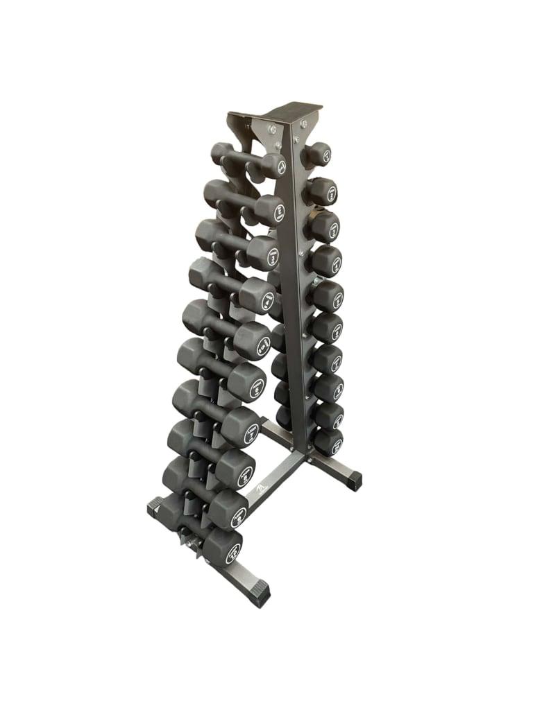 طقم دمبل بأوزان 1-10 كجم مع حامل اثقال من اكسوكس فيتنس Axox Fitness Neoprene DumbbellÂ with Rack