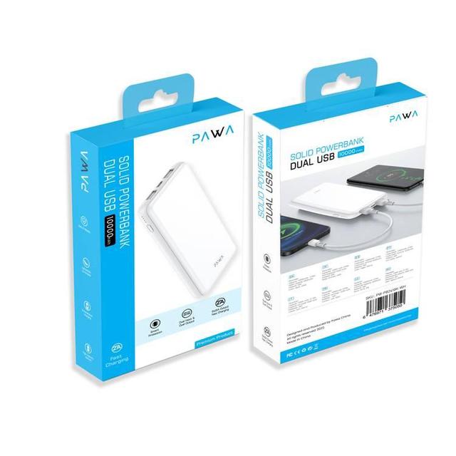 PAWA Solid Powerbank DUAL USB 10000 mAh-White - SW1hZ2U6MTYxNTgzNQ==