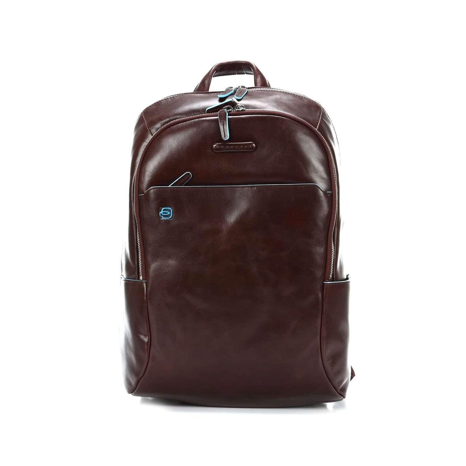 حقيبة ظهر جلد طبيعي ماهوجني PIQUADRO BLUE SQUARE LEATHER BACKPACK