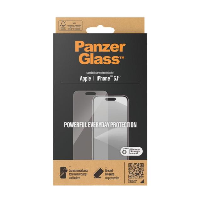 PanzerGlass Classic Fit Screen Protector for Apple iPhone 15 2023 6.1" Clear - SW1hZ2U6MTU5MDU0OA==