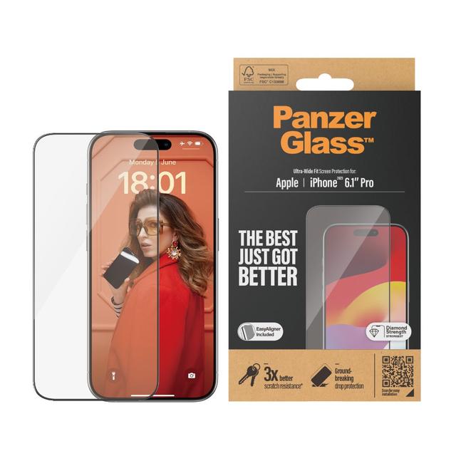 شاشة حماية ايفون 15 برو بينزر غلاس PanzerGlass UltraWide Screen Protector for Apple iPhone 15 Pro - SW1hZ2U6MTU5MDUwMQ==