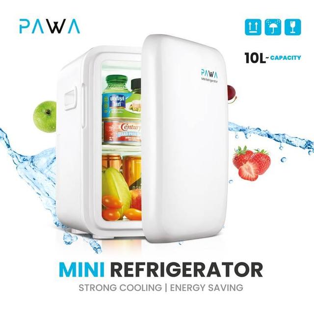 ثلاجة سيارة صغيرة بسعة 10 لتر لون أبيض من باوا Pawa Mini Fridge - SW1hZ2U6MTYxNjA2OA==