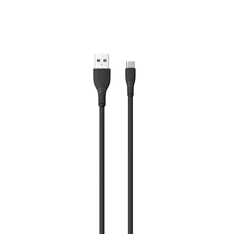 Pawa PVC USB-A to Micro USB Cable 2.4A 1.2M - Black