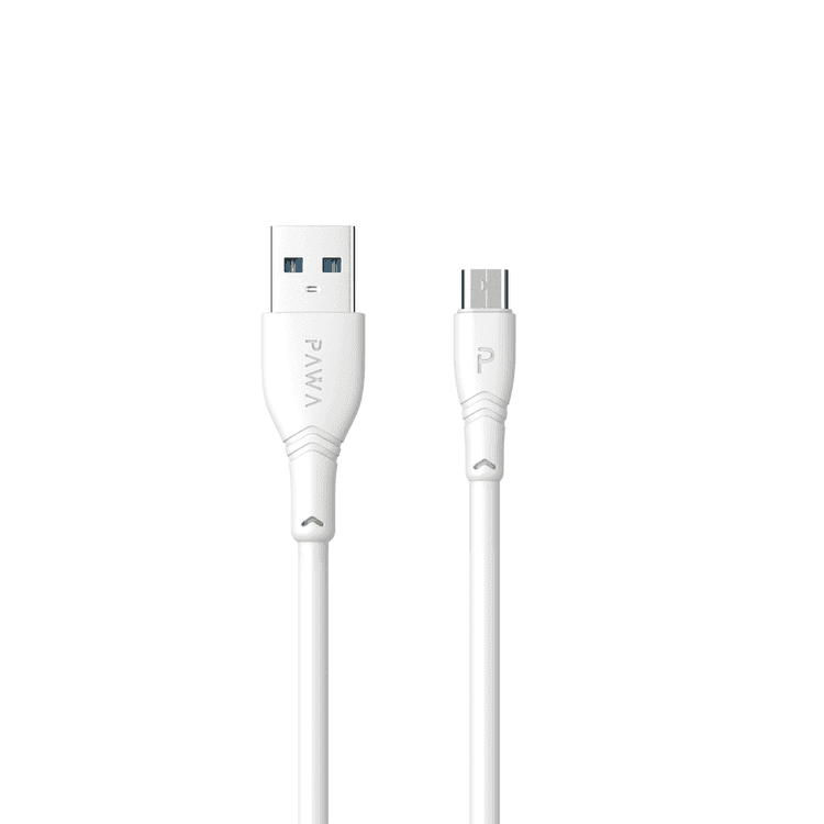 Pawa PVC USB-A to Micro USB Cable 2.4A 1.2M - White