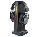 ستاند سماعات مع مخزن كابلات وإضاءة ار جي بي تفاعلية بورودو قيمنق Porodo Gaming RGB Dynamic Sound Lighting Headphone Stand with Cable Storage - SW1hZ2U6MTYxNDI5Mg==