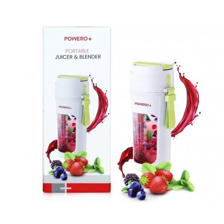 خلاط عصير صغير 340 مل ببطارية قابلة للشحن لون أبيض من باورو Powero Portable Juicer & Blender