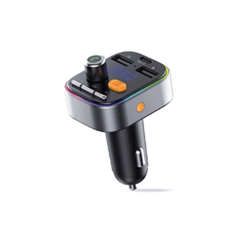 شاحن جوال سيارة 18 واط مع إضاءة RGB لون أسود من باورو Powero+ RGB FM Transmitter Car Charger