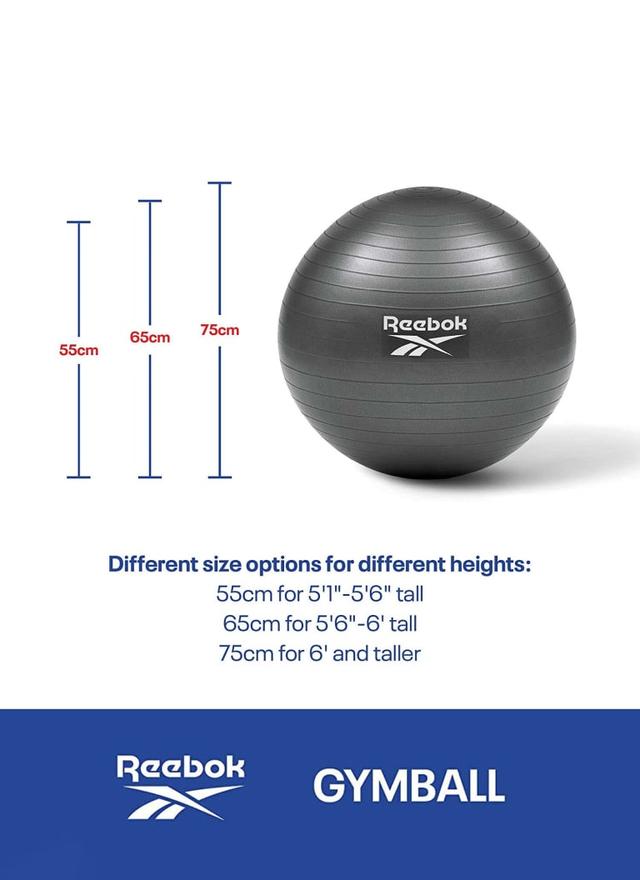 كرة التمارين 55 سم مع مضخة ريبوك Reebok Gymball