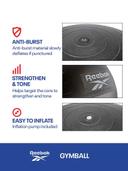 كرة التمارين 55 سم مع مضخة ريبوك Reebok Gymball
