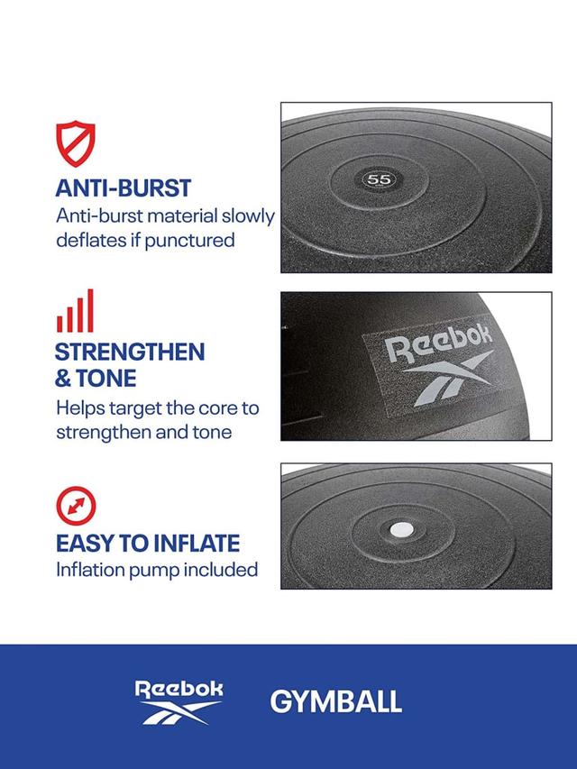 كرة التمارين 55 سم مع مضخة ريبوك Reebok Gymball