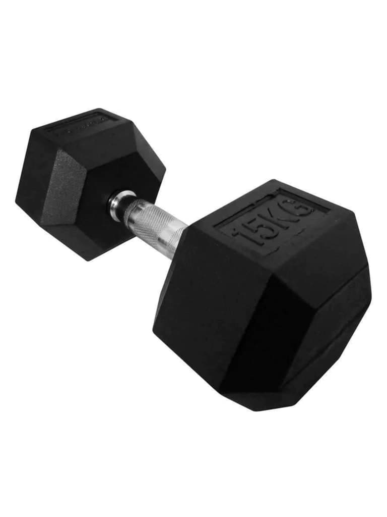 دامبل سداسي 2  كيلو غرام أسود  فورس  Force USA Rubber Hex Dumbbells Weight 2 Kg