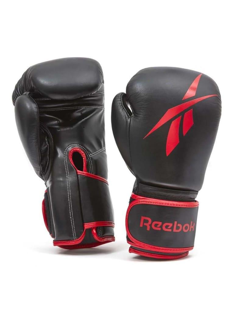 Reebok Fitness Leather Boxing Glove - Black/Red Size 10 Oz