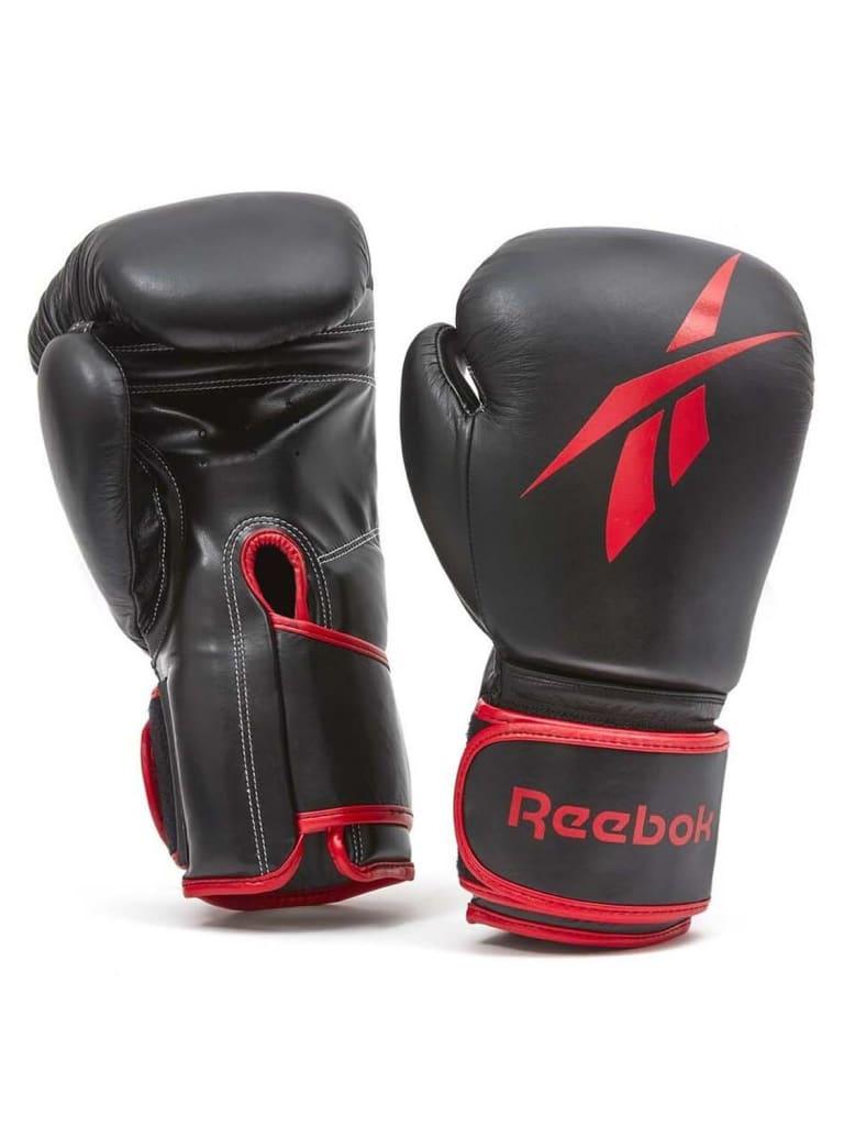 Reebok Fitness Leather Boxing Glove - Black/Red Size 12 Oz