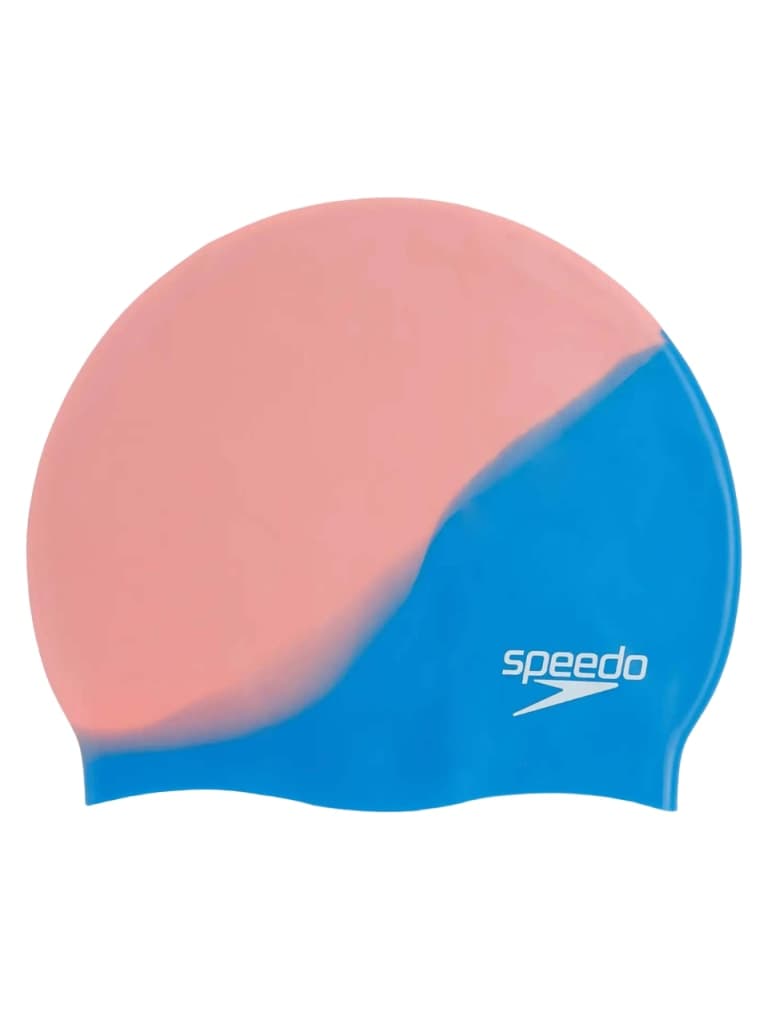 قبعة السباحة سيليكون أزرق سبيدو SPEEDO Silicone Multi Colour Swimming Cap Color Bondi Blue Neon Fire