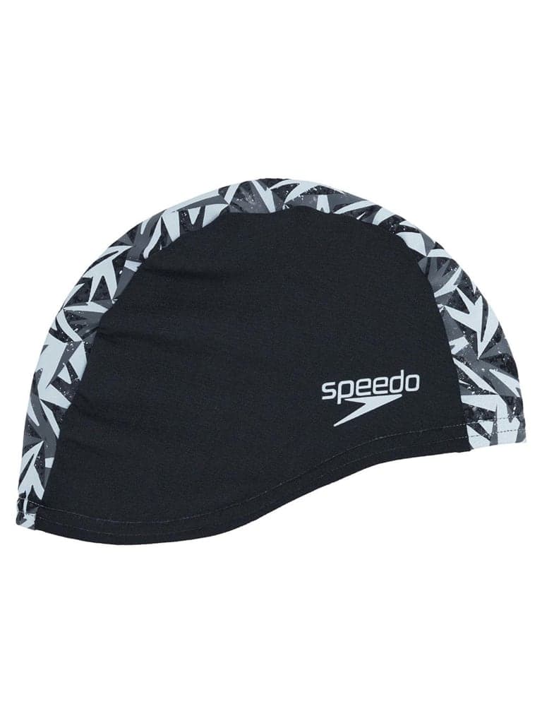 غطاء رأس للسباحة بلون أسود و أبيض وفحمي من سبيدو SPEEDO Boom Endurance + Swimming Cap Color Hyper Black/White/USA Charcoal