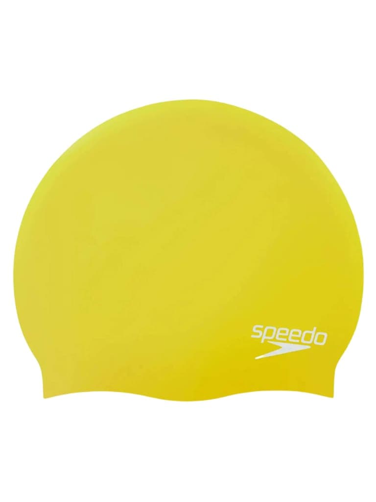 قبعة سباحة سيليكون للبالغين بلون أصفر ليموني من سبيدو SPEEDO Adult Plain Moulded Silicone Cap Color Atomic Lime