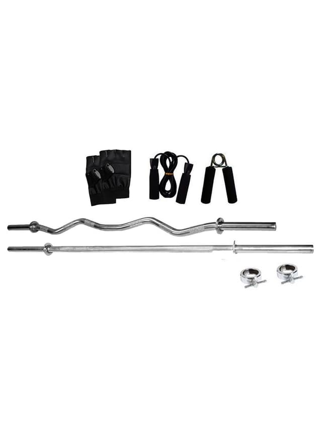 طقم اوزان منزلي 20 كجم مع دمبل و بارك مستقيم و مجعد من ستاج Stag Home Gym 5 Ft Straight And 3 Ft Curl Rod Set | 20 Kg