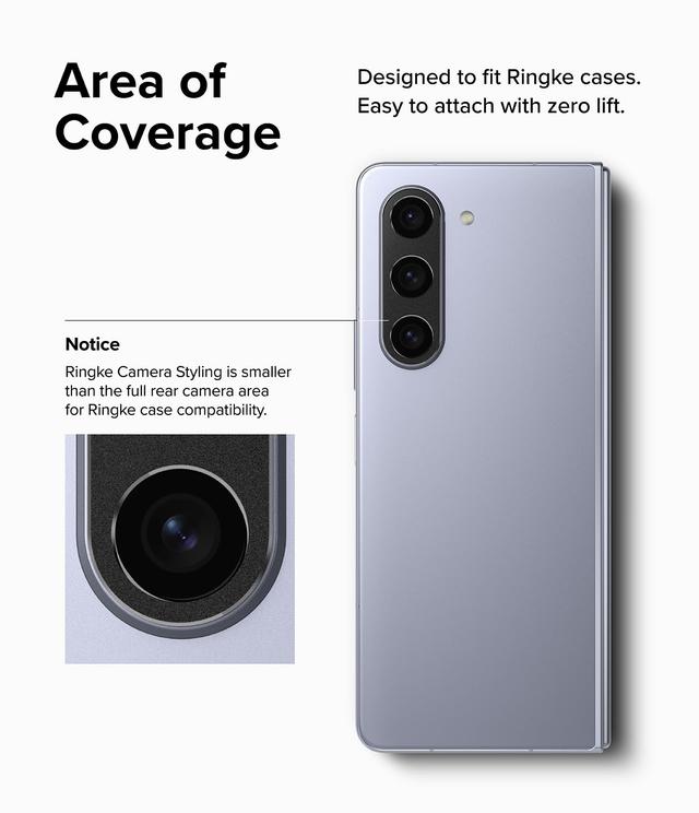 Ringke Camera Styling Compatible with Samsung Galaxy Z Fold 5 (2023) Camera Lens Protector, Aluminium Frame Tough Protective Adhesive Sticker Cover - Black - SW1hZ2U6MTU5NjI0Ng==